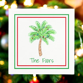Servilleta De Papel Navidades Palm Tree Lights Border Personalizado