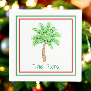 Servilleta De Papel Navidades Palm Tree Lights Border Personalizado