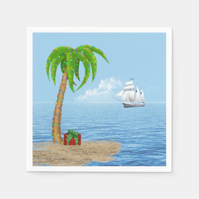 Servilleta De Papel Navidades Palm Tree y Boat (Anverso)