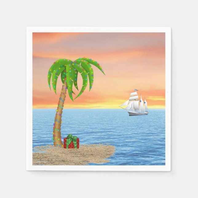 Servilleta De Papel Navidades Palm Tree y Boat (Anverso)