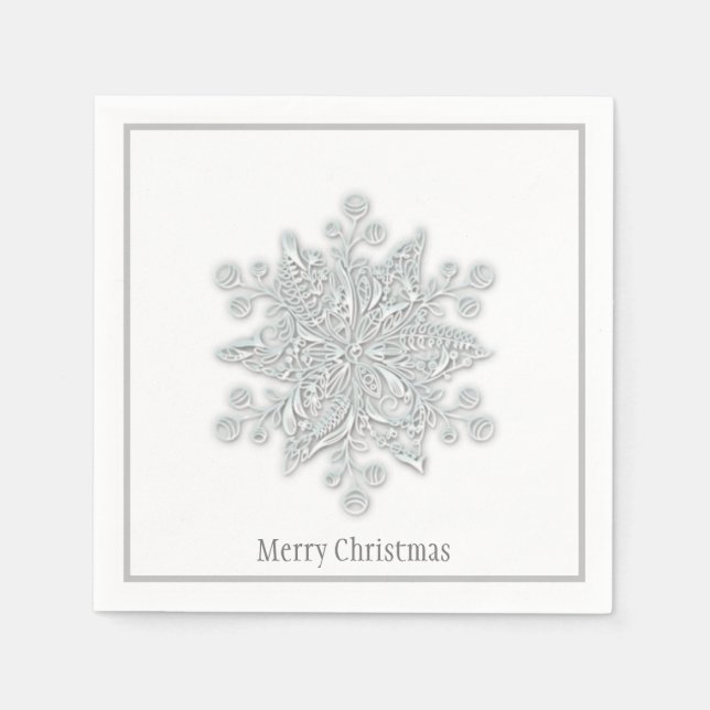 Servilleta De Papel Navidades Papel Napkins Plata Snowflake (Anverso)