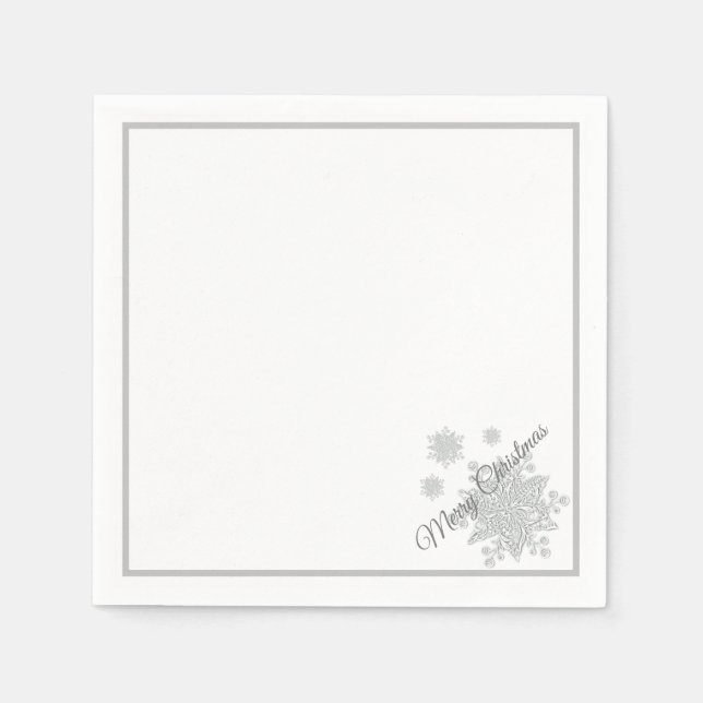 Servilleta De Papel Navidades Papel Napkins Plata Snowflakes (Anverso)