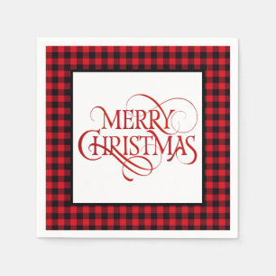 Servilleta De Papel Navidades Papel Napkins Red & Black Buffalo Tapado