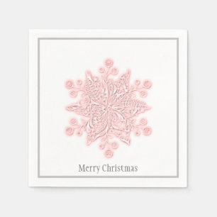 Servilleta De Papel Navidades Papel Napkins Snowflake rosa y plateado