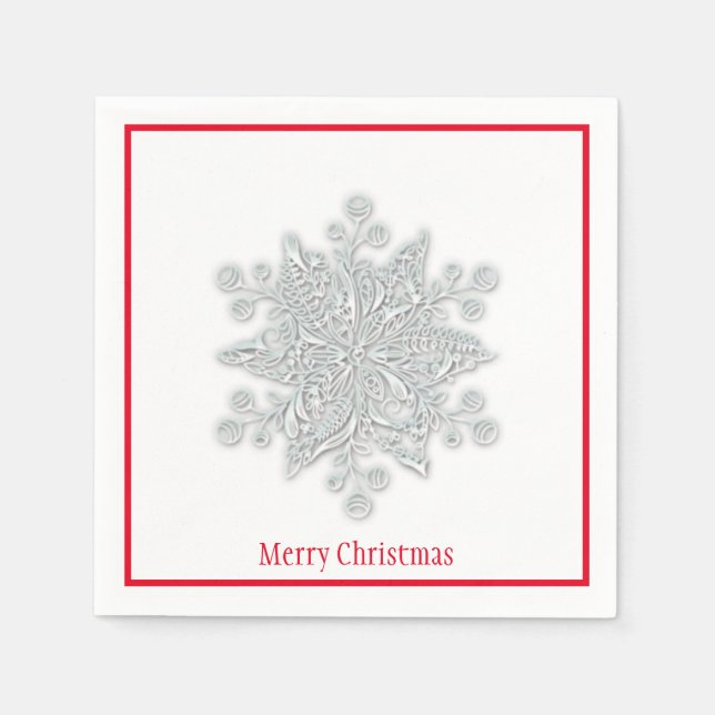 Servilleta De Papel Navidades Papel servilletas Plata Snowflake Trim R (Anverso)