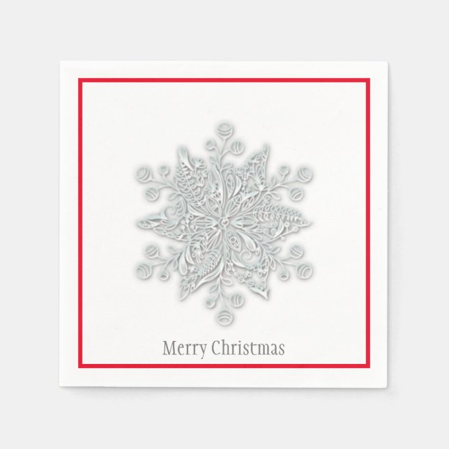 Servilleta De Papel Navidades Papel servilletas Plata Snowflake Trim R (Anverso)