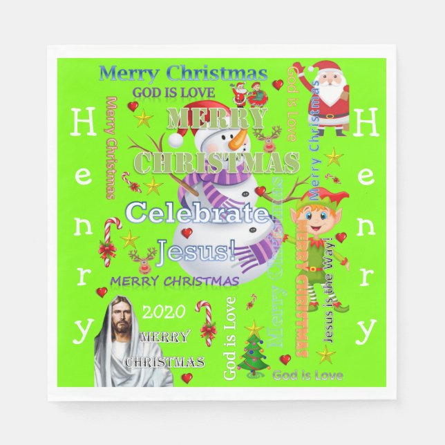 Servilleta De Papel Navidades Papeles Napkins, Merry Jesus Santa (Anverso)