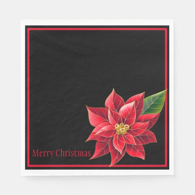 Servilleta De Papel Navidades Papeles Napkins Red Poinsettia (Anverso)