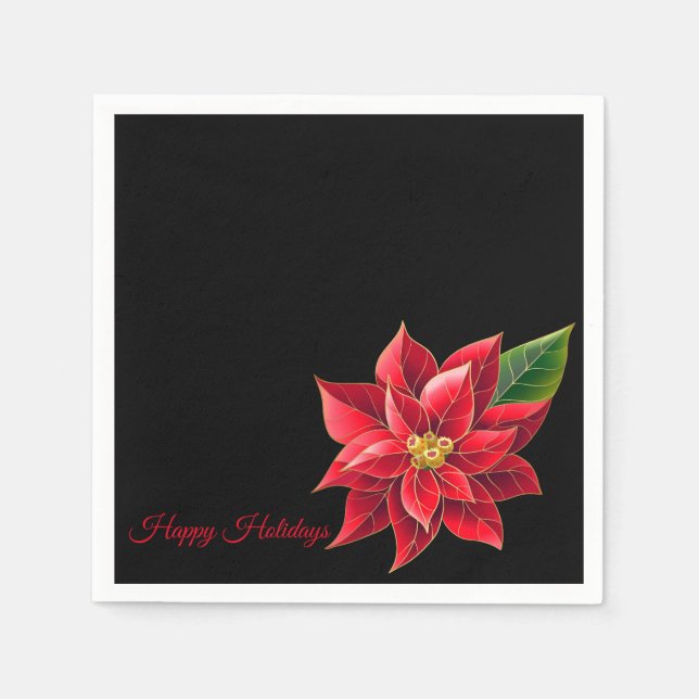 Servilleta De Papel Navidades Papeles Napkins Red Poinsettia (Anverso)