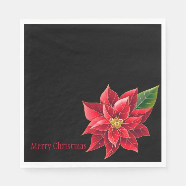 Servilleta De Papel Navidades Papeles Napkins Red Poinsettia (Anverso)