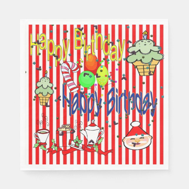 Servilleta De Papel Navidades Papeles servilletas, cumpleaños feliz (Anverso)