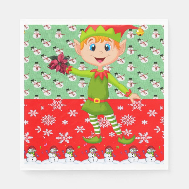 Servilleta De Papel Navidades Papeles servilletas, Feliz Navidad, Elf (Anverso)