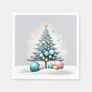 Servilleta De Papel Navidades Pastel Ornamentos rosa azul sobredimen