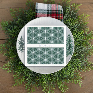 Servilleta De Papel Navidades Patrón de copos de nieve Verde personali