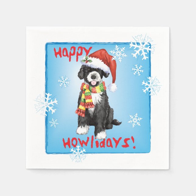 Servilleta De Papel Navidades Perro acuático portugués (Anverso)