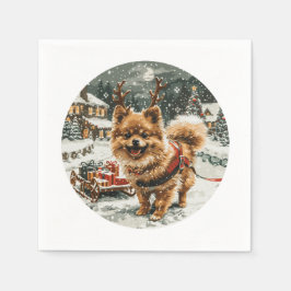 Servilleta De Papel Navidades Perro reno Pomerania