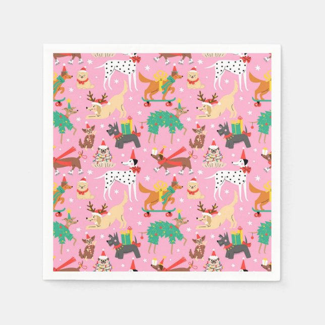 Servilleta De Papel Navidades perros con traje de vacaciones (Anverso)