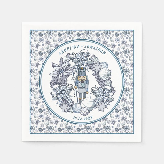 Servilleta De Papel Navidades personalizables Nutcracker Wreath Boda (Anverso)