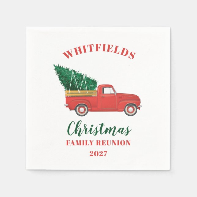 Servilleta De Papel Navidades Personalizado sindical de la familia Red (Anverso)