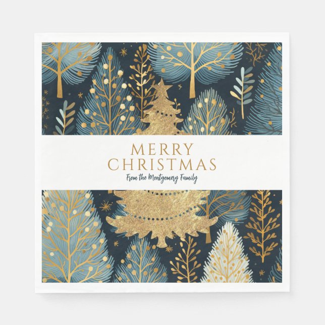 Servilleta De Papel Navidades Personalizados de vacaciones de oro mode (Anverso)