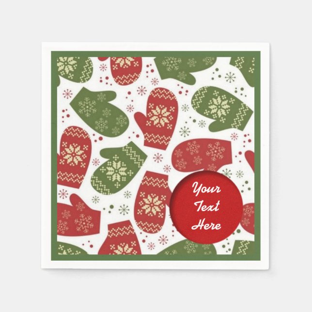 Servilleta De Papel Navidades personalizados Mittens (Anverso)