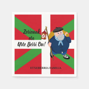 Servilleta De Papel Navidades personalizados saludan a Olentzero + Iku