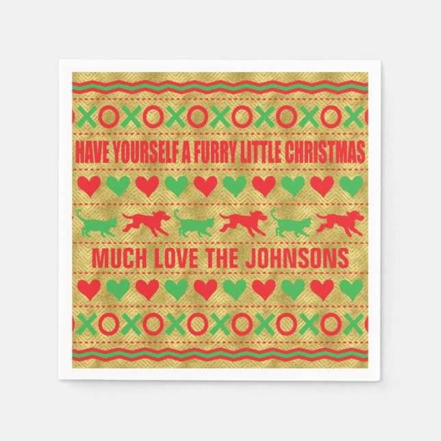 Servilleta De Papel Navidades personalizados servilletas "FurryChristm (Anverso)