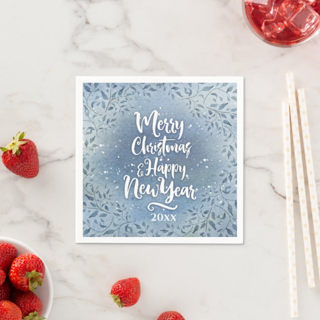 Servilleta De Papel Navidades Personalizan la Floral de Año Script (In situ)