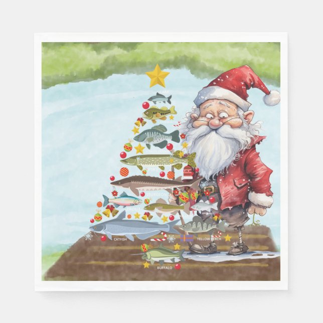 Servilleta De Papel Navidades pesqueros de Santa Claus (Anverso)