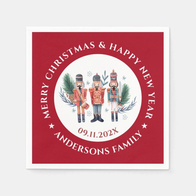 Servilleta De Papel Navidades petardos composición frontera roja (Anverso)