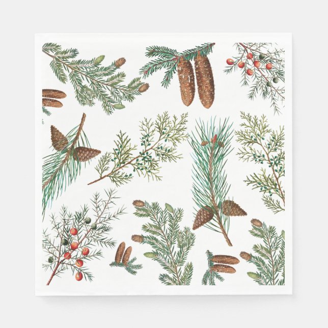 Servilleta De Papel Navidades Pine Conifer Forest Festive (Anverso)