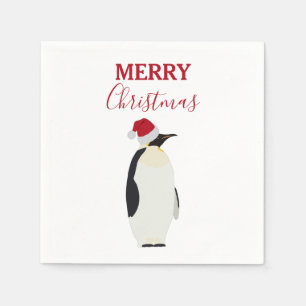 Servilleta De Papel Navidades pingüino gracioso animal con Santa Hat