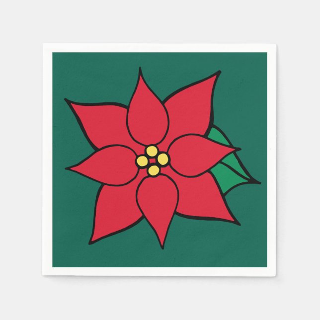 Servilleta De Papel Navidades Poinsettia Holiday Party Napkins (Anverso)