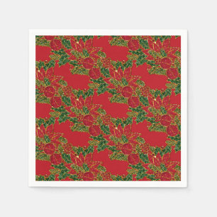 Servilleta De Papel Navidades Poinsettia-PAPER FIESTA NAPKINS-Red