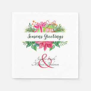 Servilleta De Papel Navidades Poinsettia Parejas Fiesta Ampersand