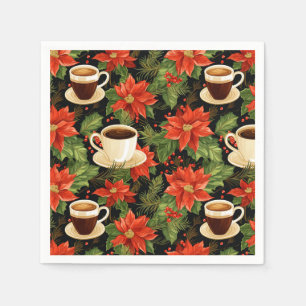 Servilleta De Papel Navidades Poinsettia roja chocolate caliente verde