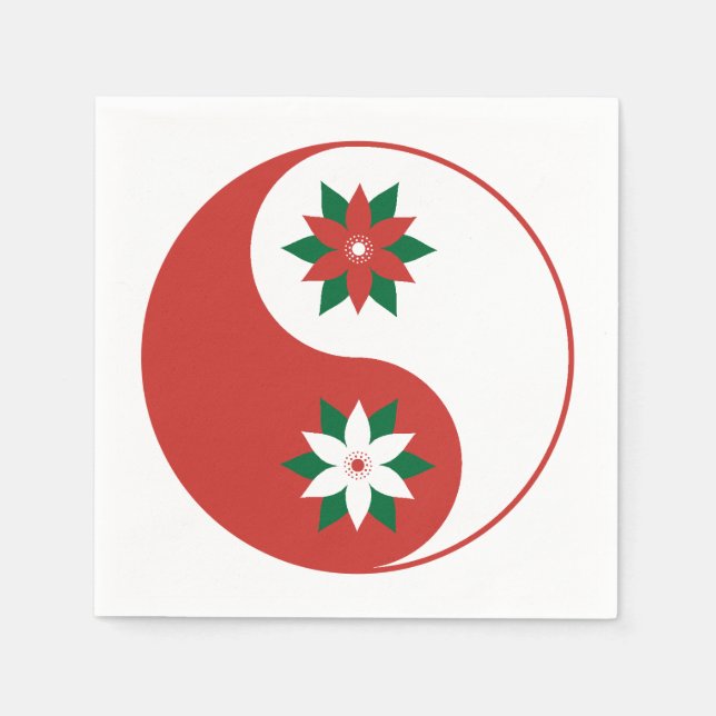 Servilleta De Papel Navidades Poinsettia Yin Yang (Anverso)