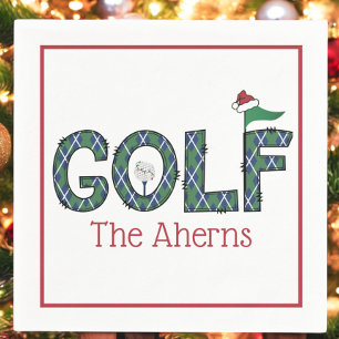 Servilleta De Papel Navidades Preppy Golf Blue Green Argyle Personaliz