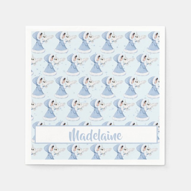 Servilleta De Papel Navidades Princess Owl Winter Snowflakes (Anverso)