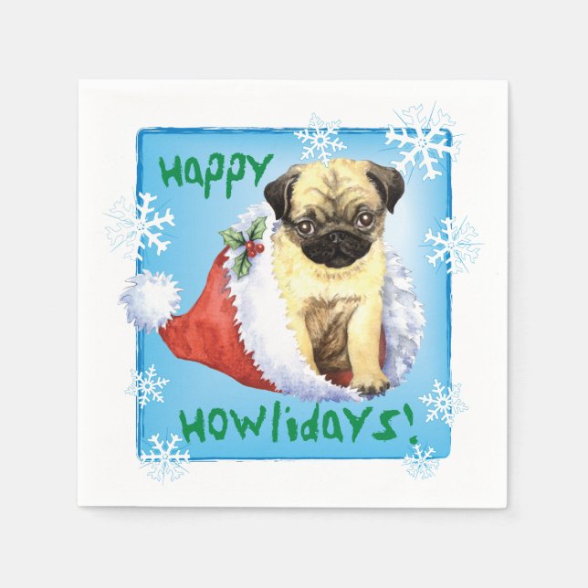 Servilleta De Papel Navidades Pug Napkins (Anverso)