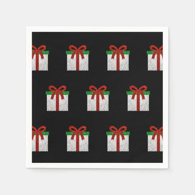 Servilleta De Papel Navidades purpurinas Ropa de patrón de regalo (Anverso)