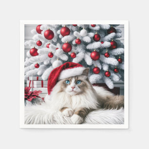 Servilleta De Papel Navidades Ragdoll Cat en Santa Hat