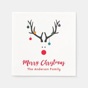 Servilleta De Papel Navidades raras reno abstracto en rojo blanco