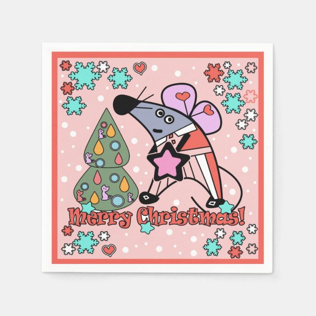 Servilleta De Papel Navidades, rata (Anverso)
