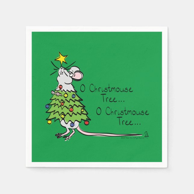 Servilleta De Papel Navidades Ratón lindo fiesta graciosa (Anverso)