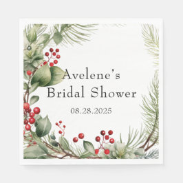 Servilleta De Papel Navidades Red Berries Pine Wreath Bridal Shower