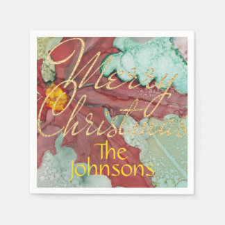 Servilleta De Papel Navidades Red Green Gold Pointsettia