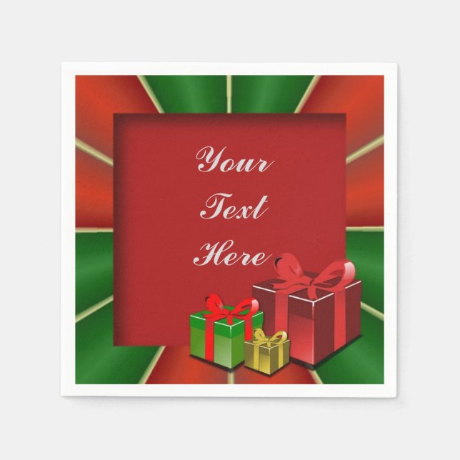 Servilleta De Papel Navidades Red Green y Gold Boxes (Anverso)