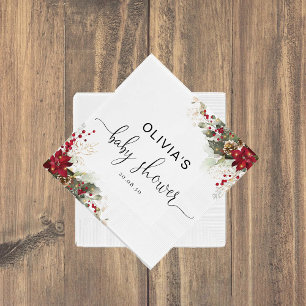 Servilleta De Papel Navidades Red Poinsettia Baby Shower Papel servill