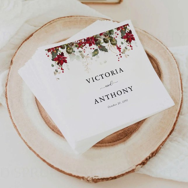 Servilleta De Papel Navidades Red Poinsettia Boda Napkins (Subido por el creador)
